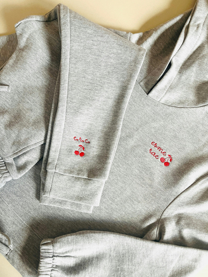 Cherry Monogrammed Girls Cropped Hoodie