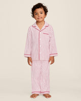 Kid's Twill Pajama Set in Antique Red Ticking
