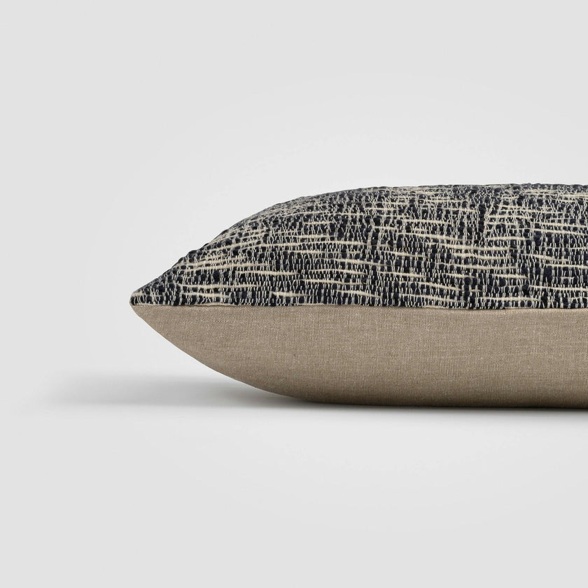 Sand & Sea Blue & Tan Coastal Stripe Lumbar Pillow