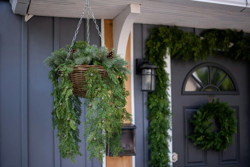 Seeding Real Touch Juniper Berry Faux Greenery Front Door Mantle Wreath 18"