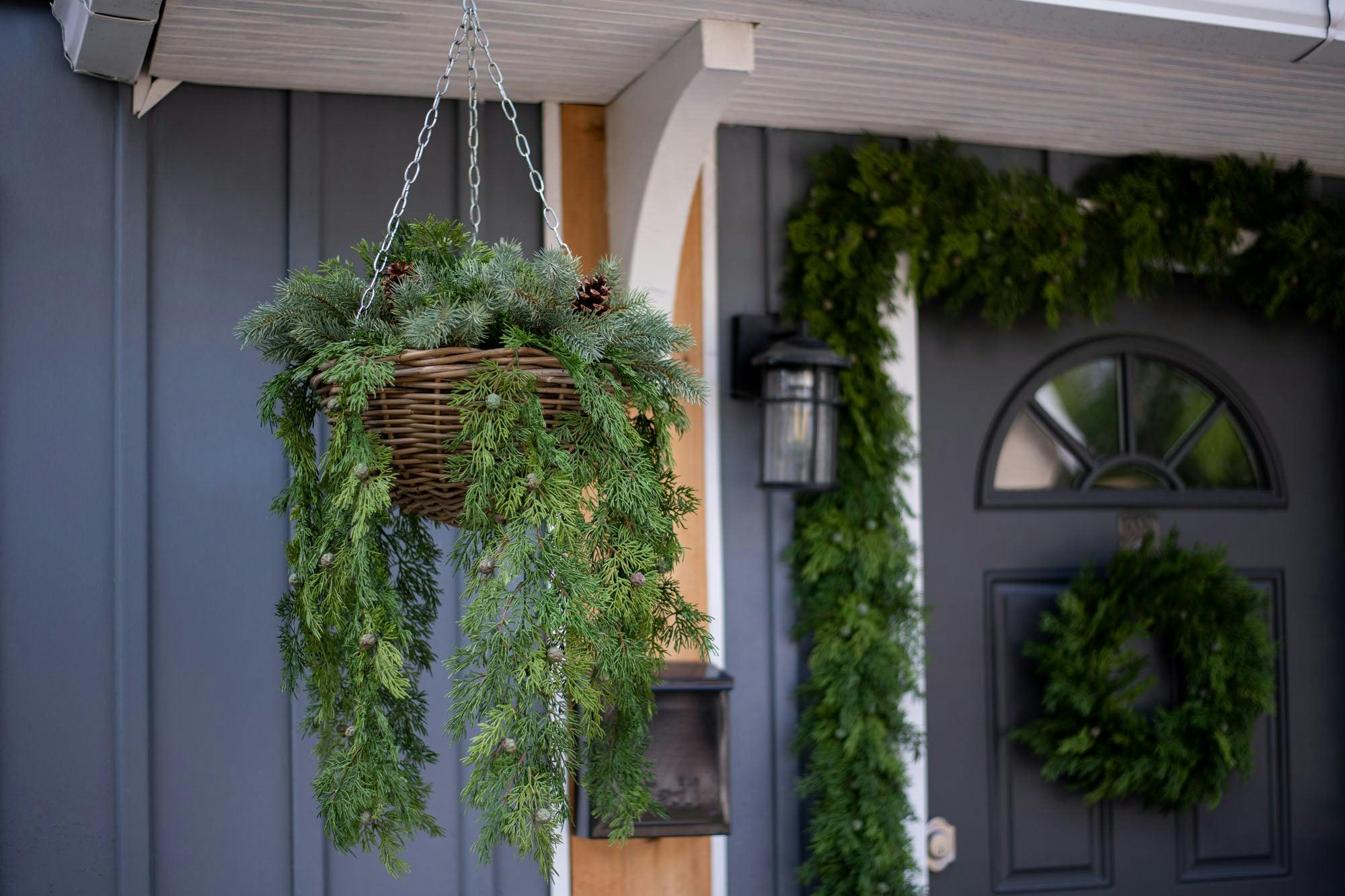 Seeding Real Touch Juniper Berry Faux Greenery Front Door Mantle Wreath 18