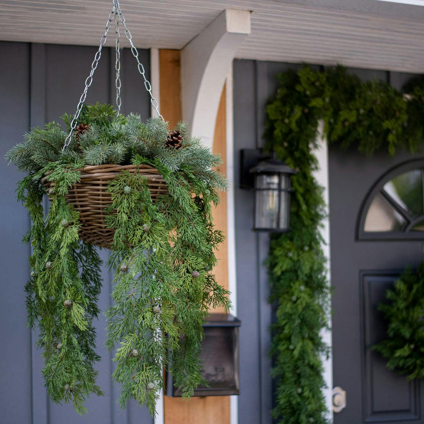 Seeding Real Touch Juniper Berry Faux Greenery Front Door Mantle Wreath 18"