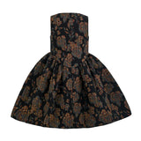 Black Emelina Floral Pleated Dress