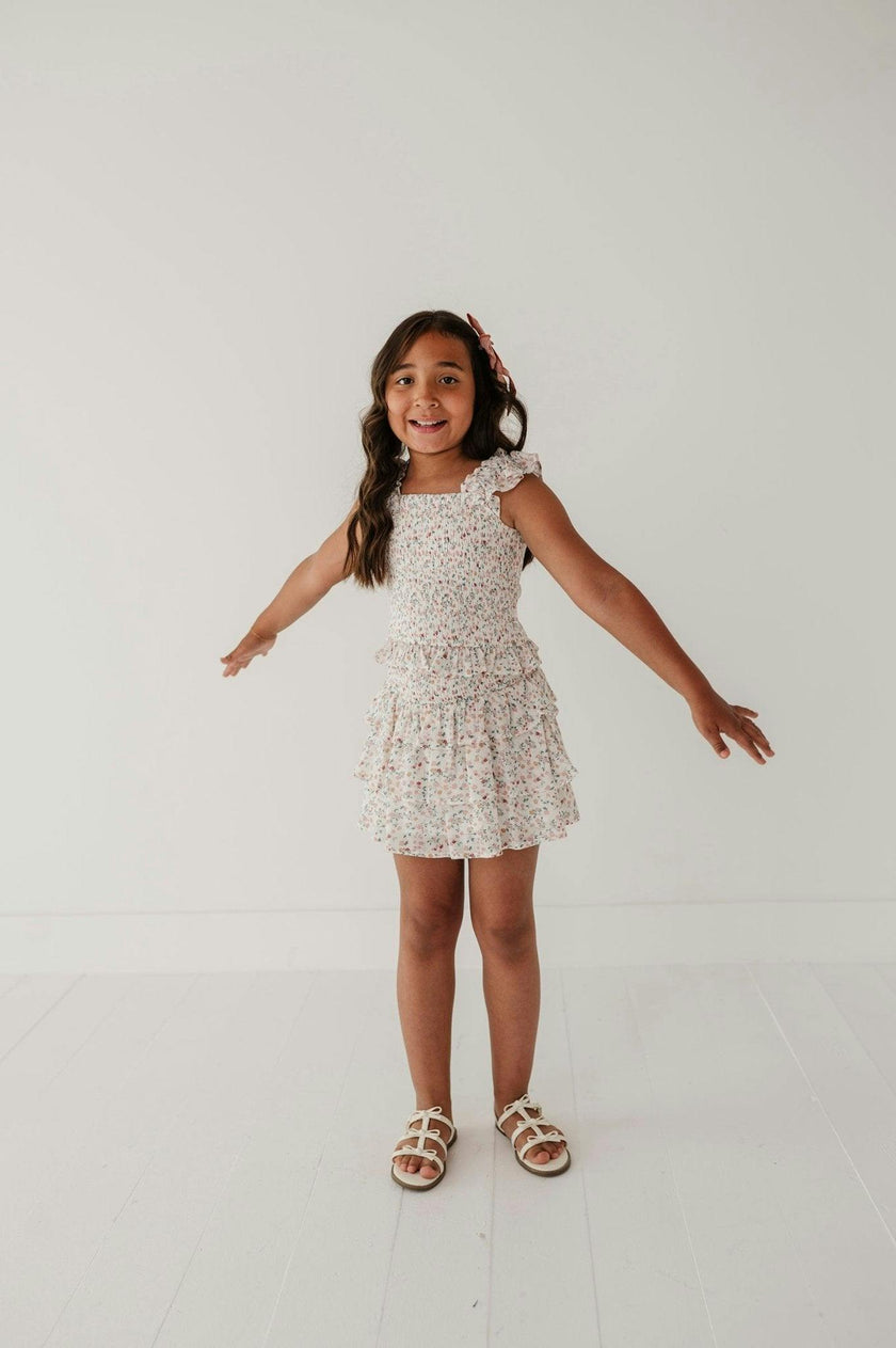 Girls Tiered Mini Skirt in Wildflower