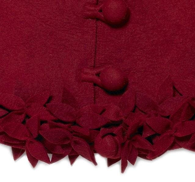 Handmade Overlapping Flowers Maroon XL Christmas Tree Skirt 72"