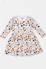 Stretchy Long Sleeve Twirl Dress - Halloween
