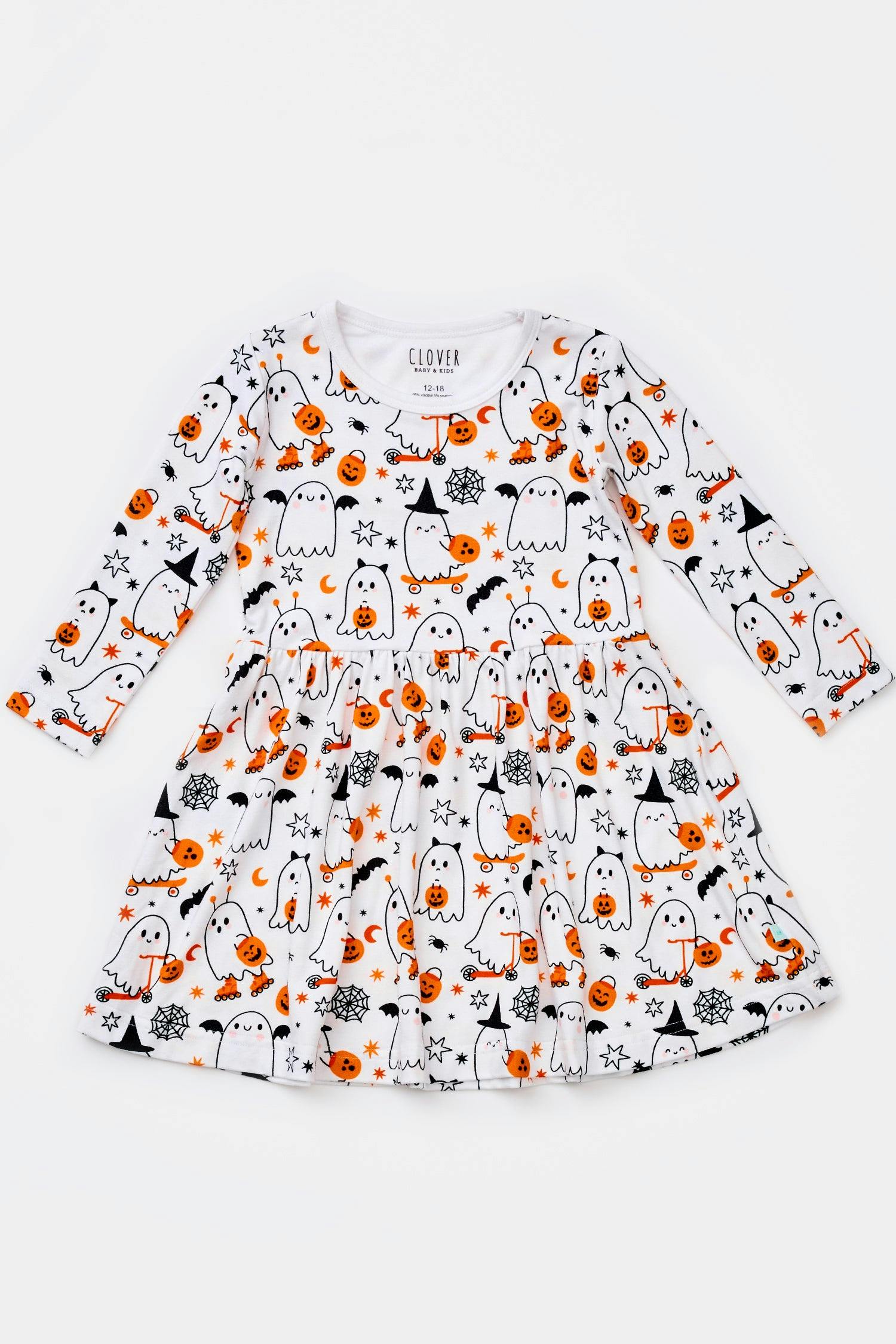 Stretchy Long Sleeve Twirl Dress - Halloween