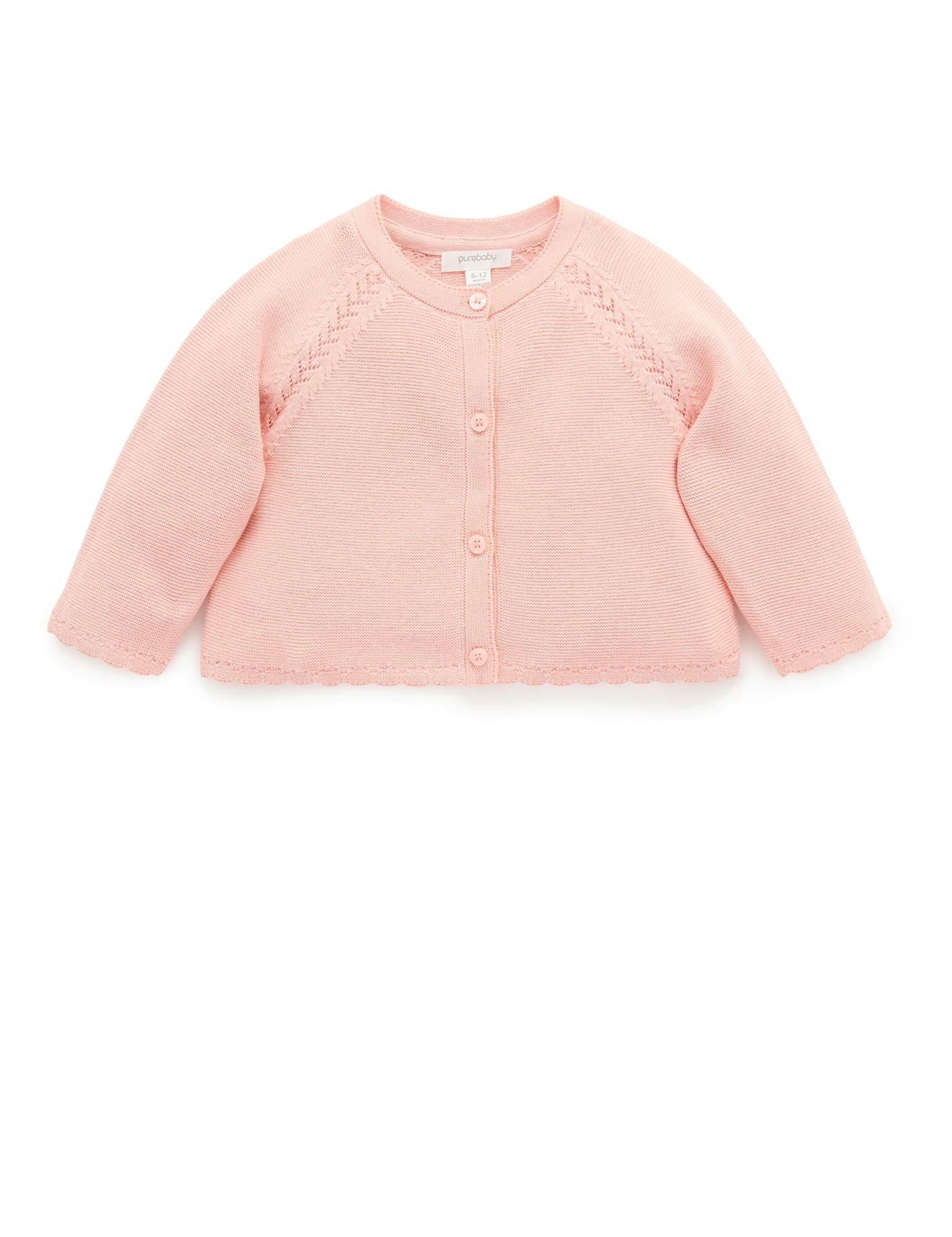 Scalloped Cardigan Guava Melange