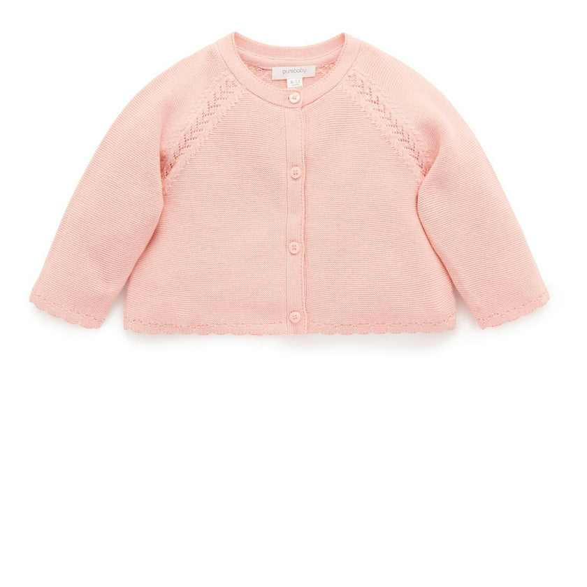 Scalloped Cardigan Guava Melange