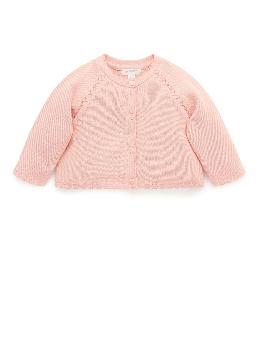 Scalloped Cardigan Guava Melange
