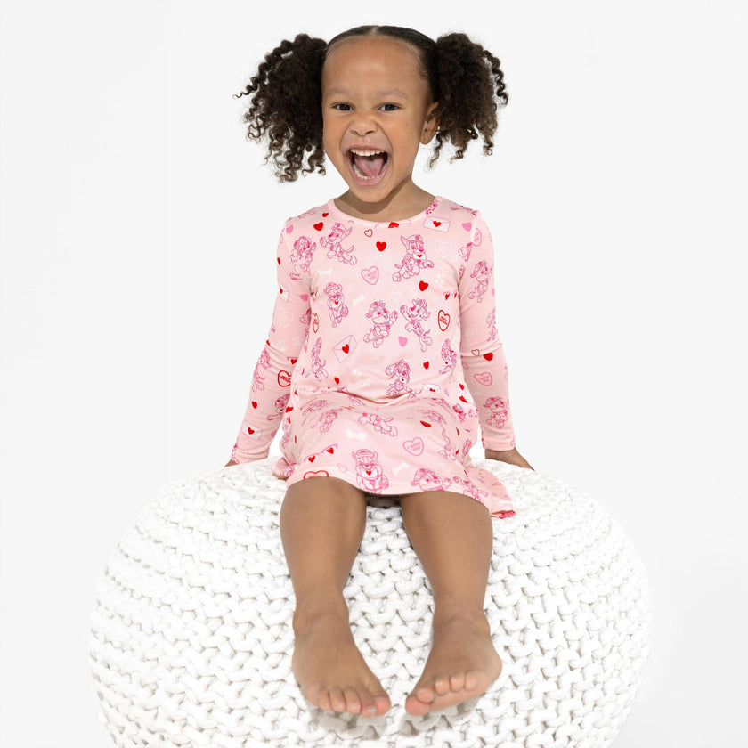 PAW Patrol: Love Paws Pink Bamboo Girls' Long Sleeve Dress