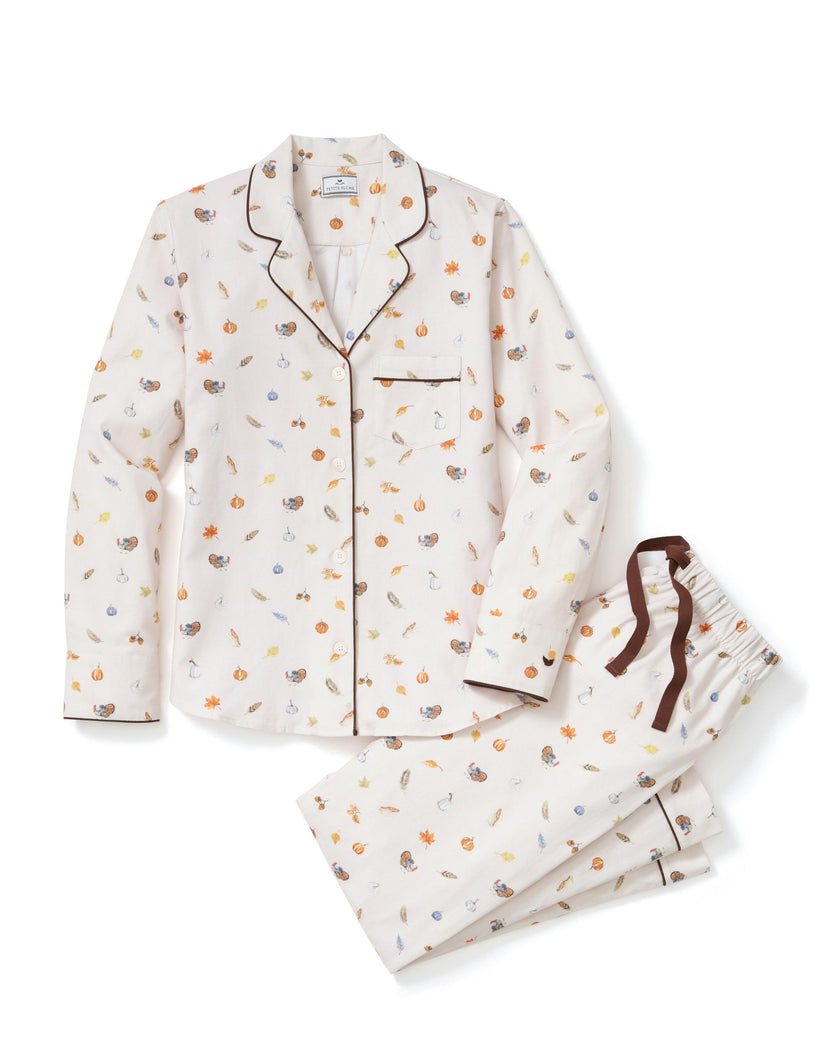 Women's Twill Pajama Set in Thanksgiving Traditions