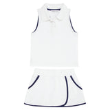 Girls White French Terry Tennis Tank Top And Skort Set