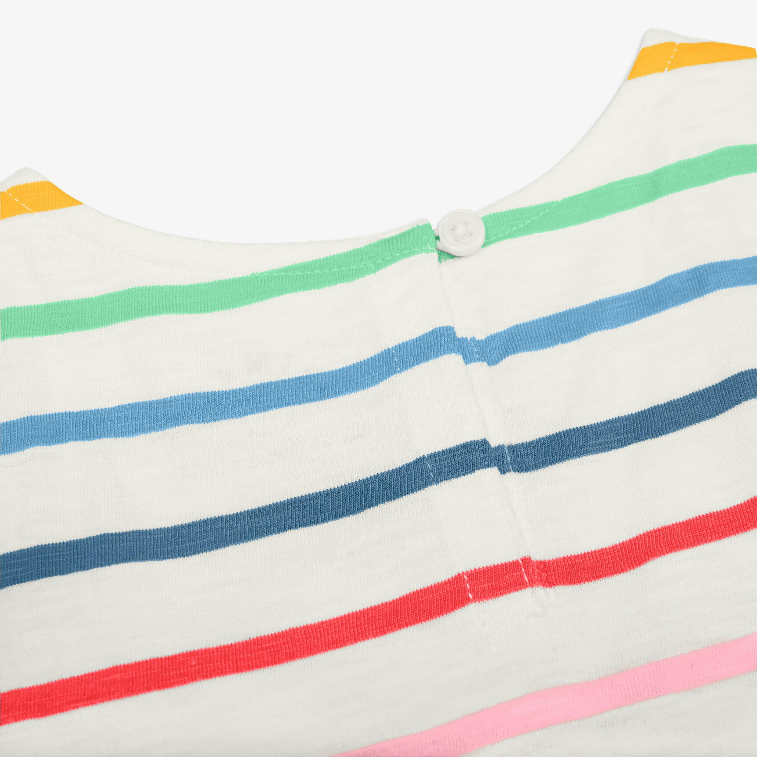 Kids backyard dress in rainbow stripe
