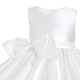 Ivory Sabina Satin Flared Dress with Side Bow