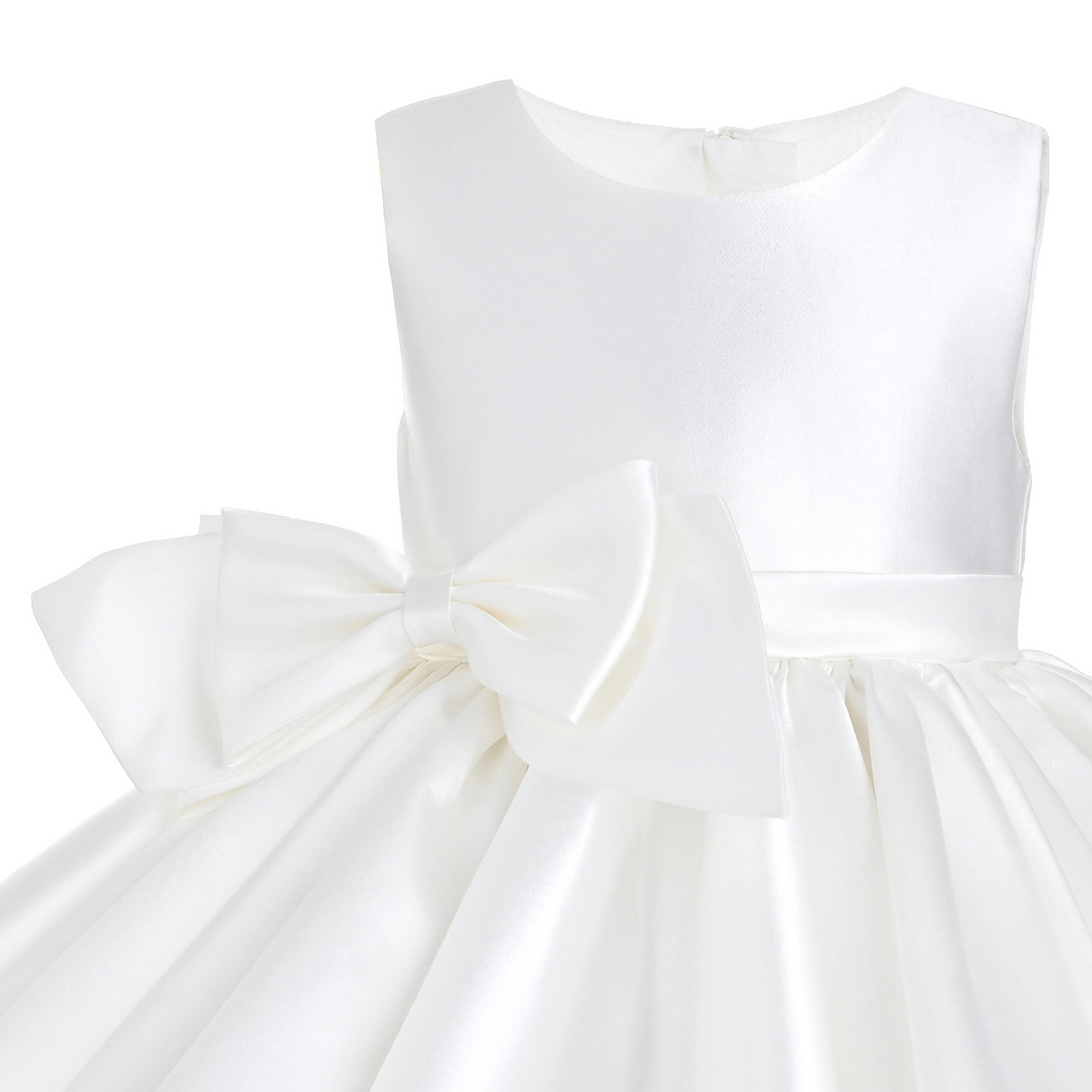 Ivory Sabina Satin Flared Dress with Side Bow