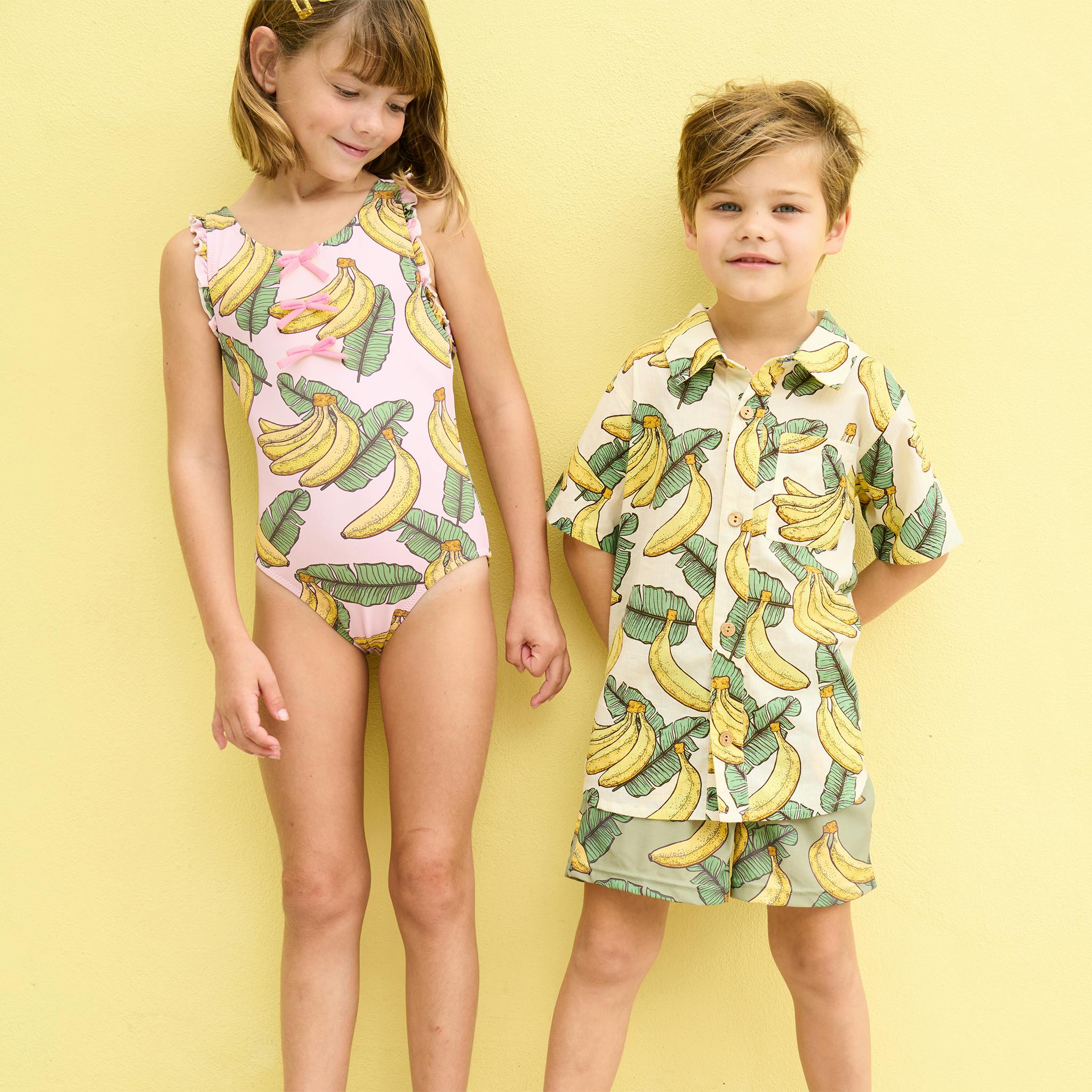 Boys Swim Trunk - Green Banana Leaves