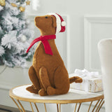 Brown Lab Santa Hat Christmas Tree Topper Hand Felted Wool