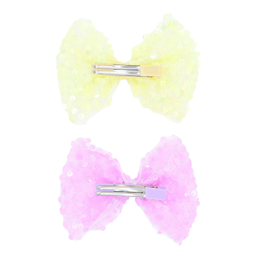Sequin Bow Hairclip Set