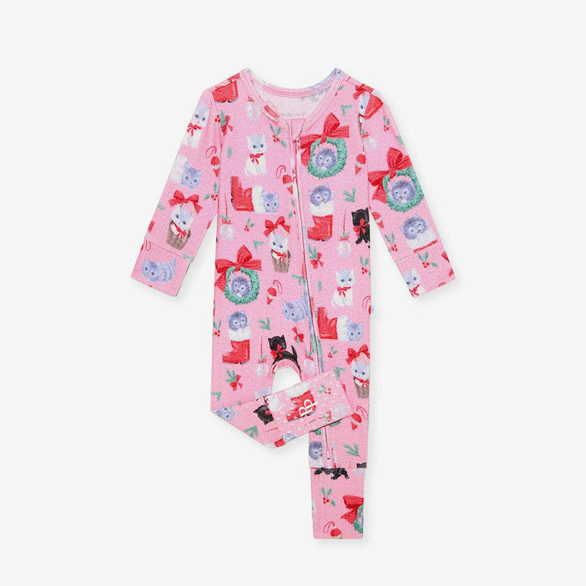Meowy Christmas Brushed Pointelle Convertible One Piece