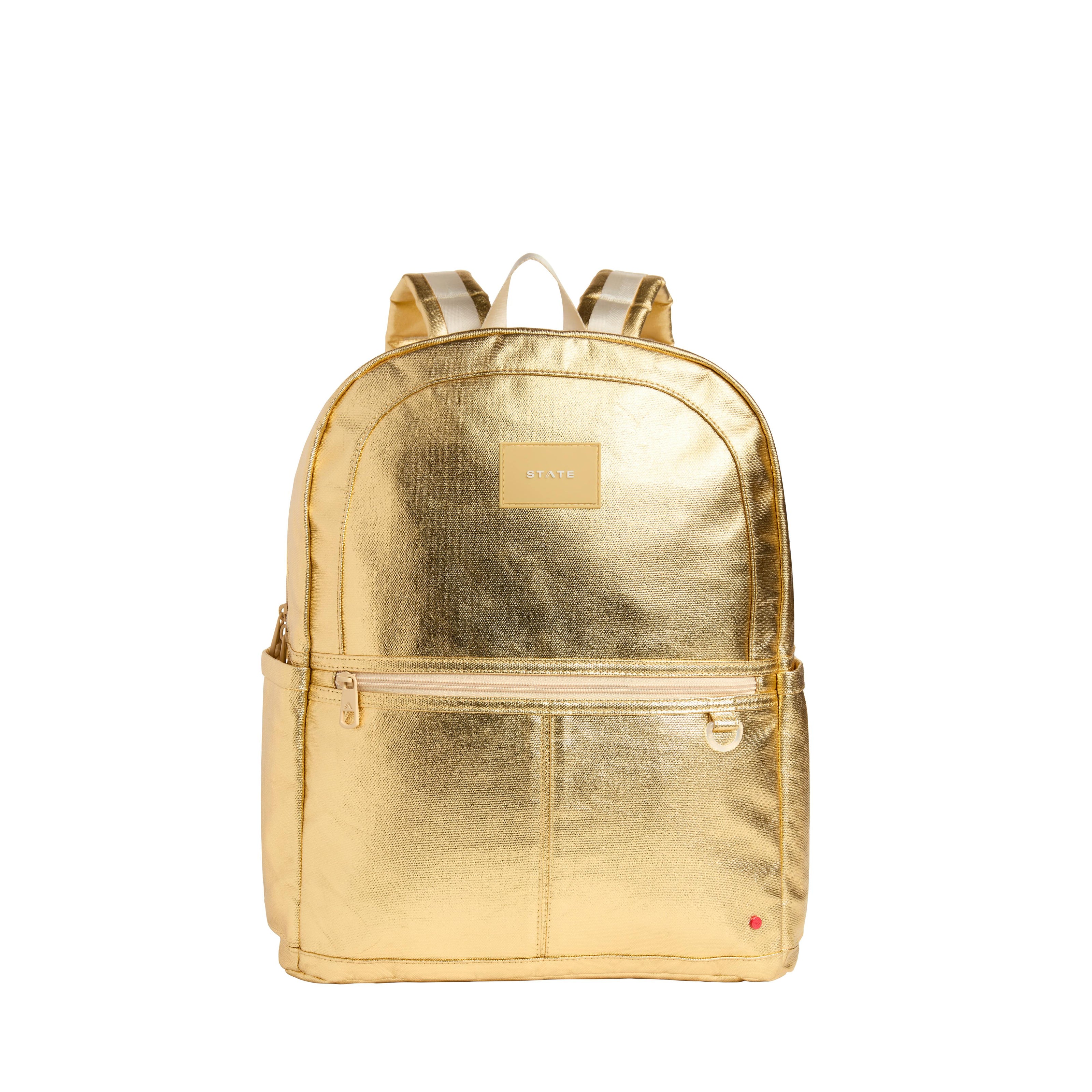 Kane Double Pocket Large Backpack, Metallic Gold