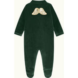 Velour Angel Wing™ Sleepsuit - Gold & Emerald Green