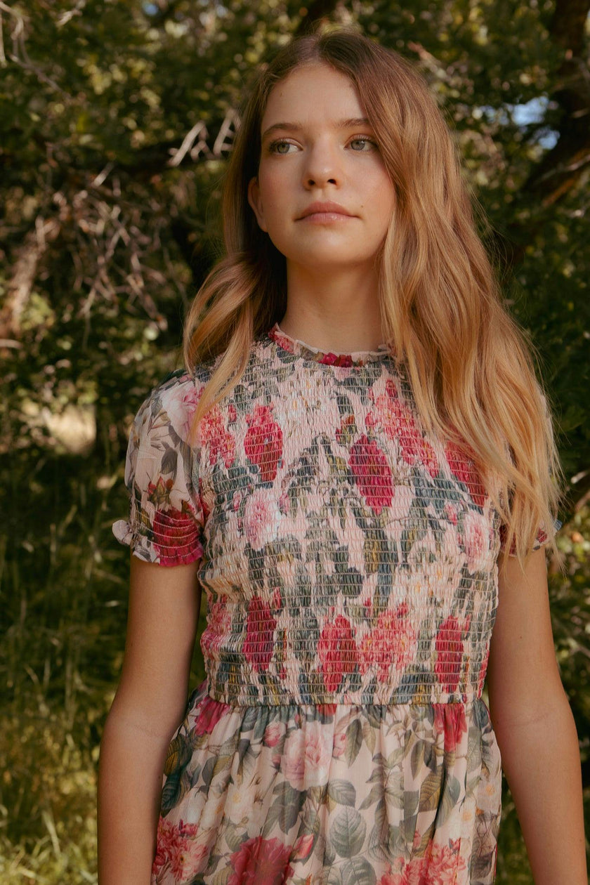 Mini Cordelia Dress in Pink Bloom