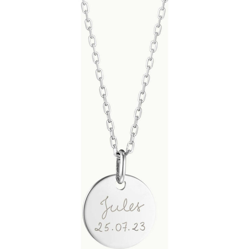 Personalized Christening Disc Necklace, Sterling Silver