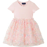 Kids Rib Knit Dress w/ 3D Floral Tulle Skirt