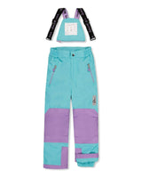 Two Piece Play Snowsuit Multicolored With A Diamond Pattern With Turquoise And Purple Pants