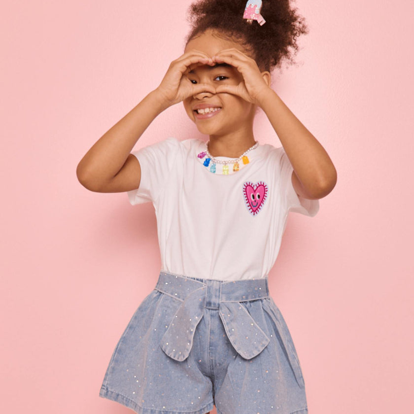 Sparkle Bow Denim Short