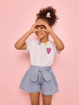 Sparkle Bow Denim Short