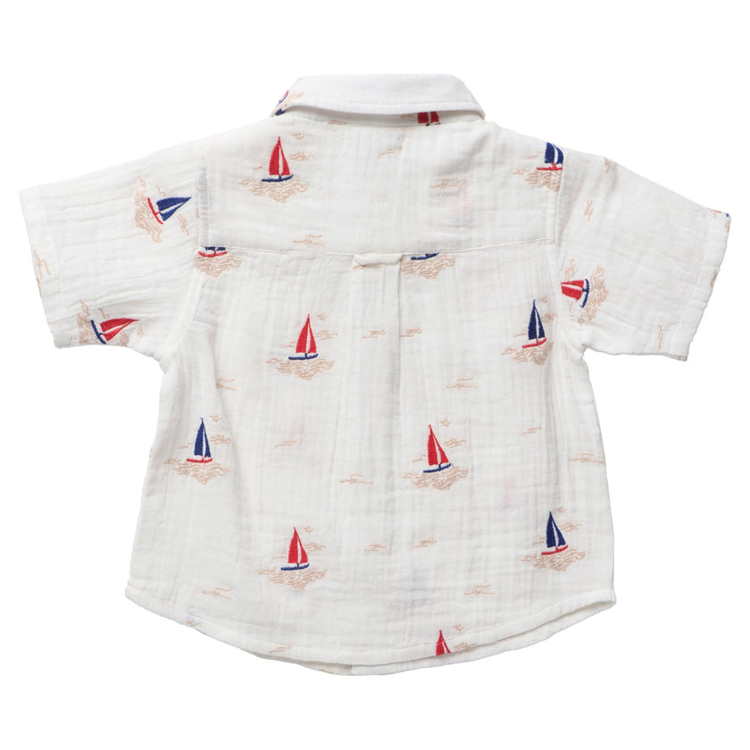 Boys Jack Shirt - Sailboat Embroidery