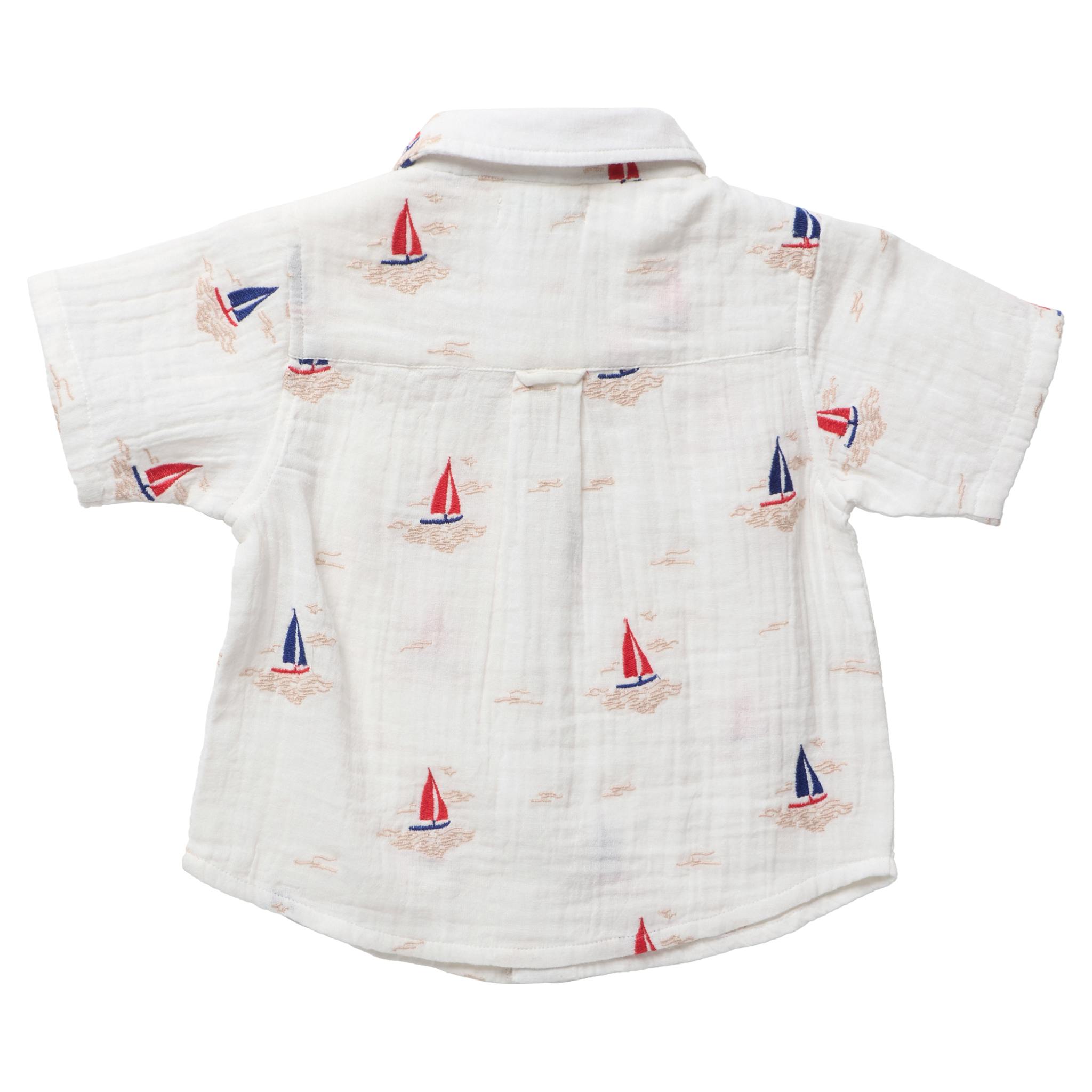 Boys Jack Shirt - Sailboat Embroidery