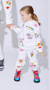 Graffiti Ice Cream Hoodie And Pant Set, White