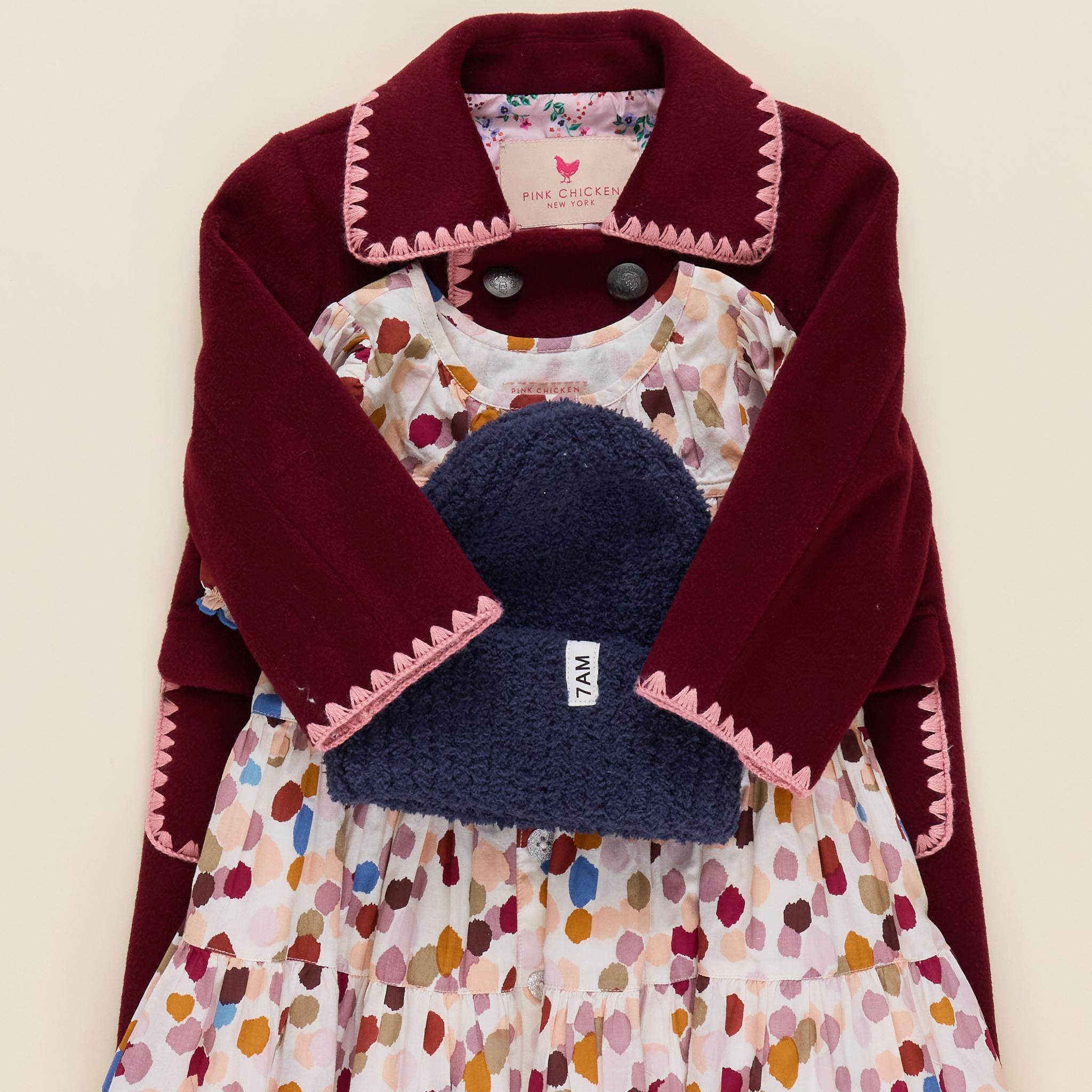 Girls Beck Peacoat - Burgundy