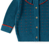 Midnight Frill Snuggly Knitted Cardigan, Blue