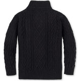 Organic Mock Neck Cable Sweater, Black