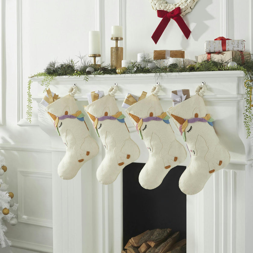 Unicorn Christmas Stocking Hand Felted Wool, Handmade