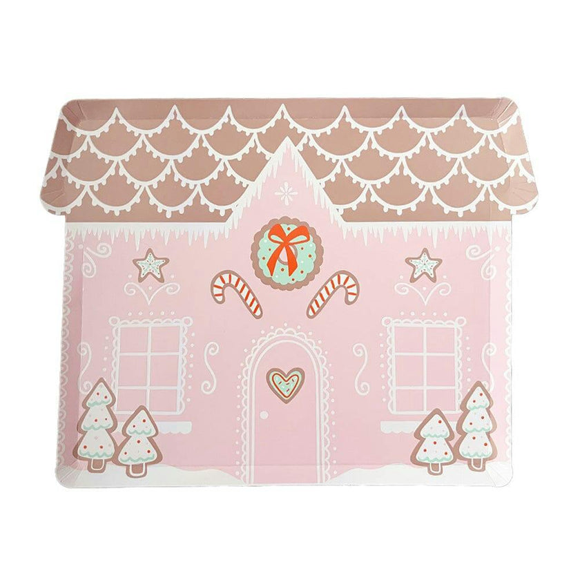 Baking Spirits Bright Pink Gingerbread House Large Plates
