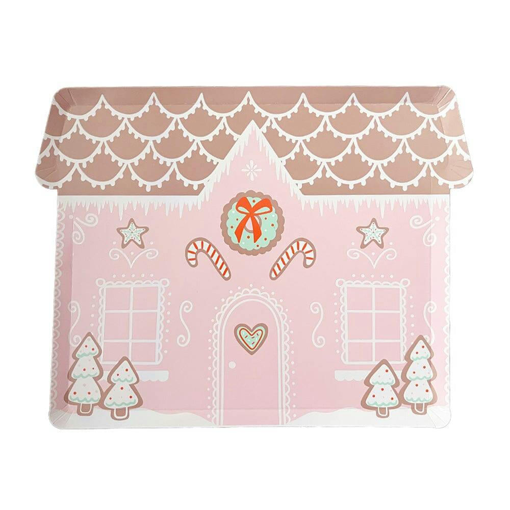 Baking Spirits Bright Pink Gingerbread House Large Plates