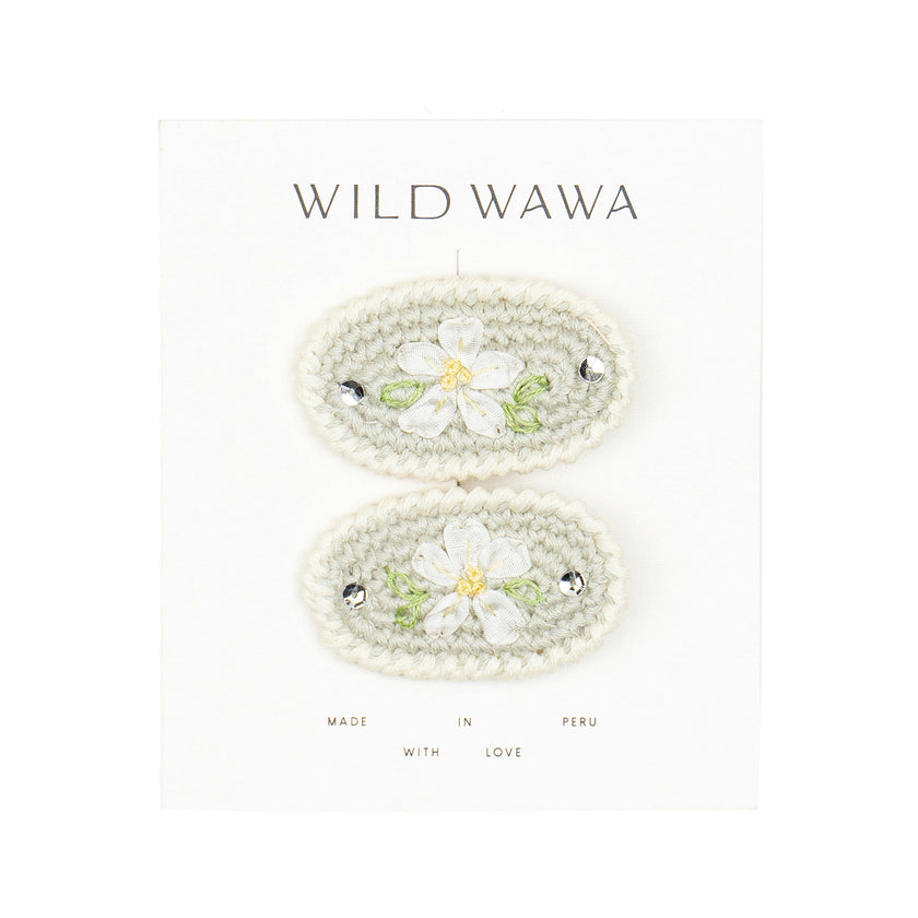 Crochet Clip Set - White Daisy