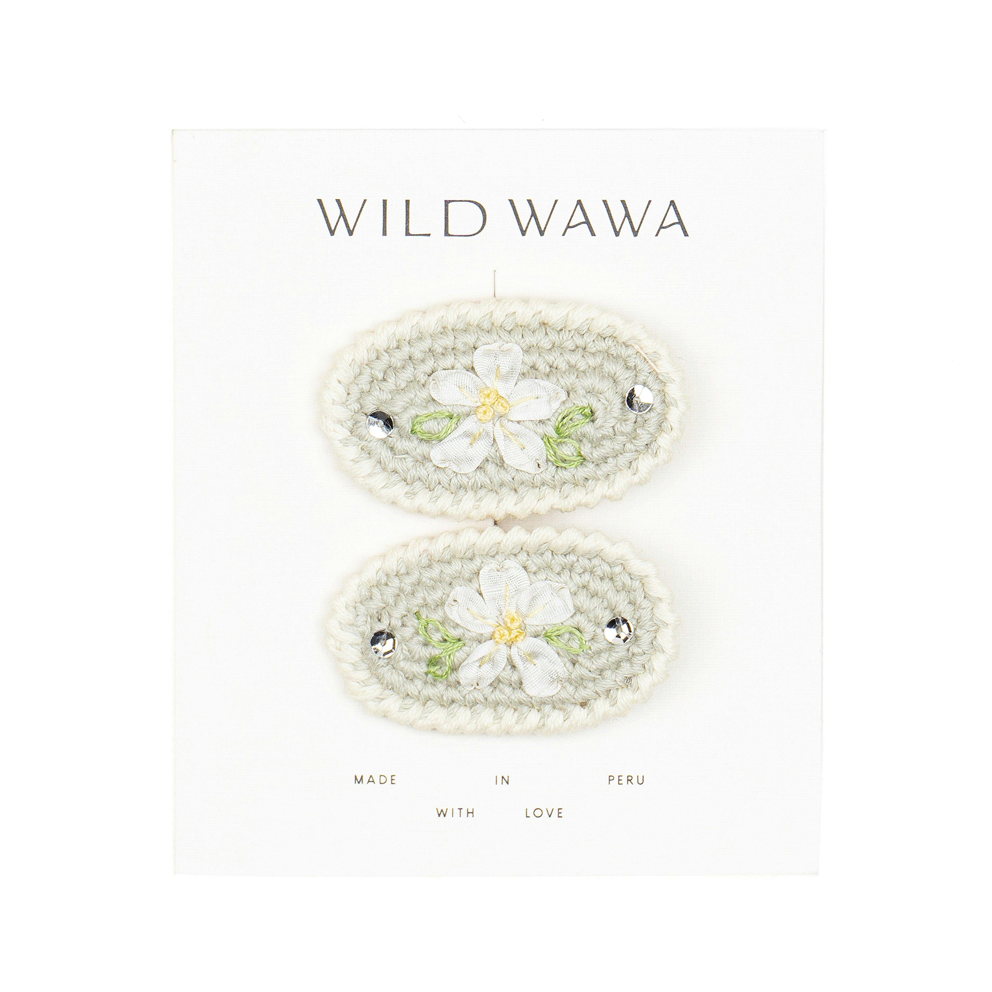 Crochet Clip Set - White Daisy