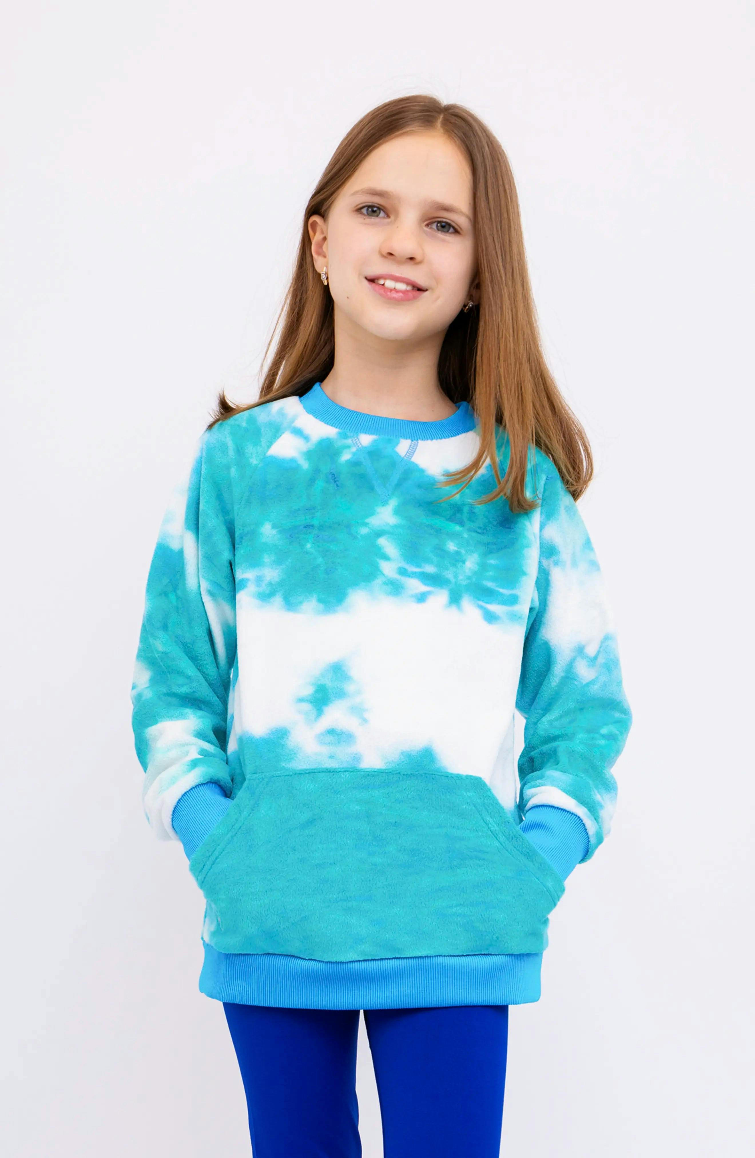Minky Crewneck Sweatshirt - Turquoise Tie Dye