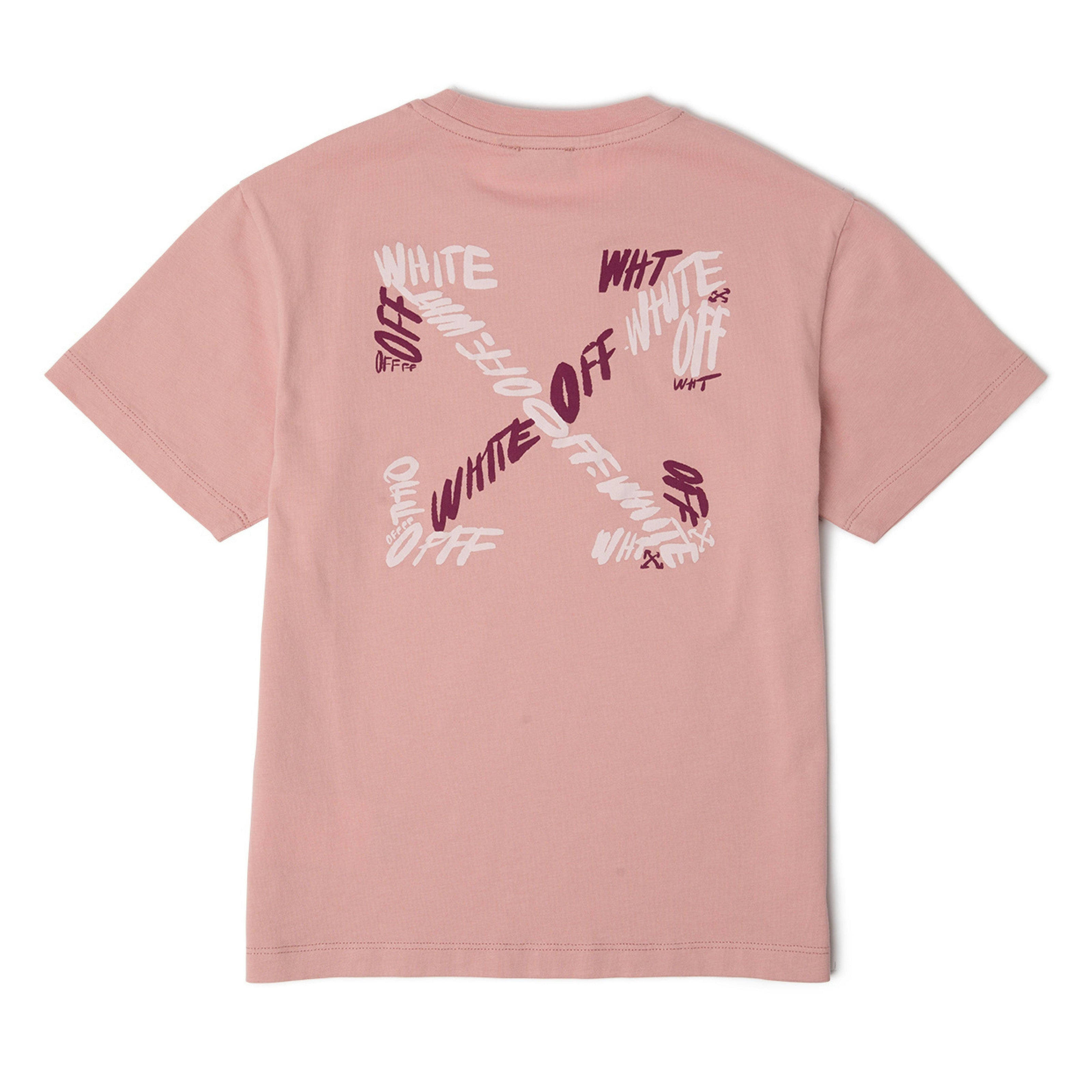 Off-White Girls Blush Pink Script Logo Arrow T-Shirt (4–10Y)