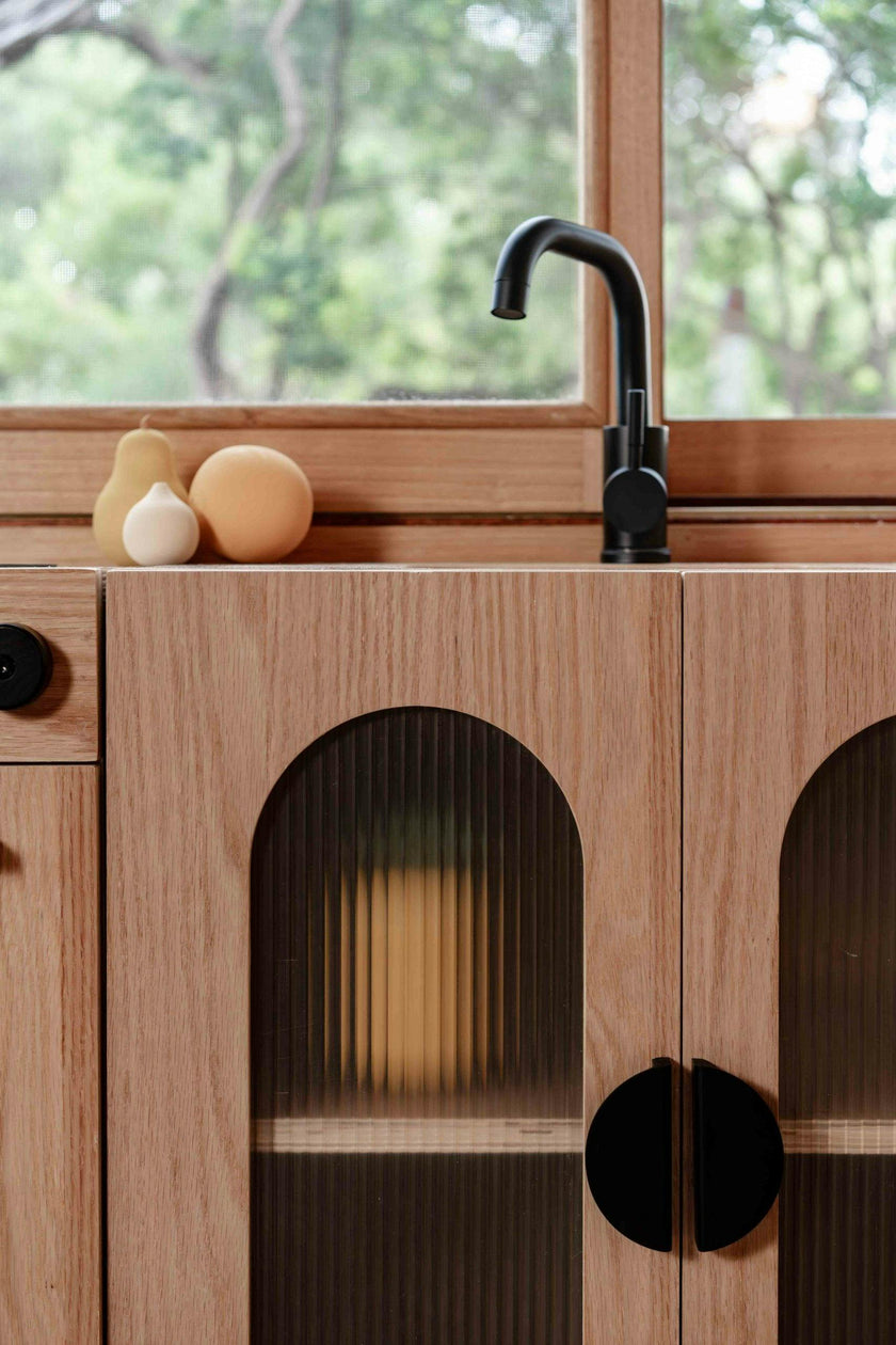 Oak Fluted Play Kitchen Set: Fridge + Sink + Oven