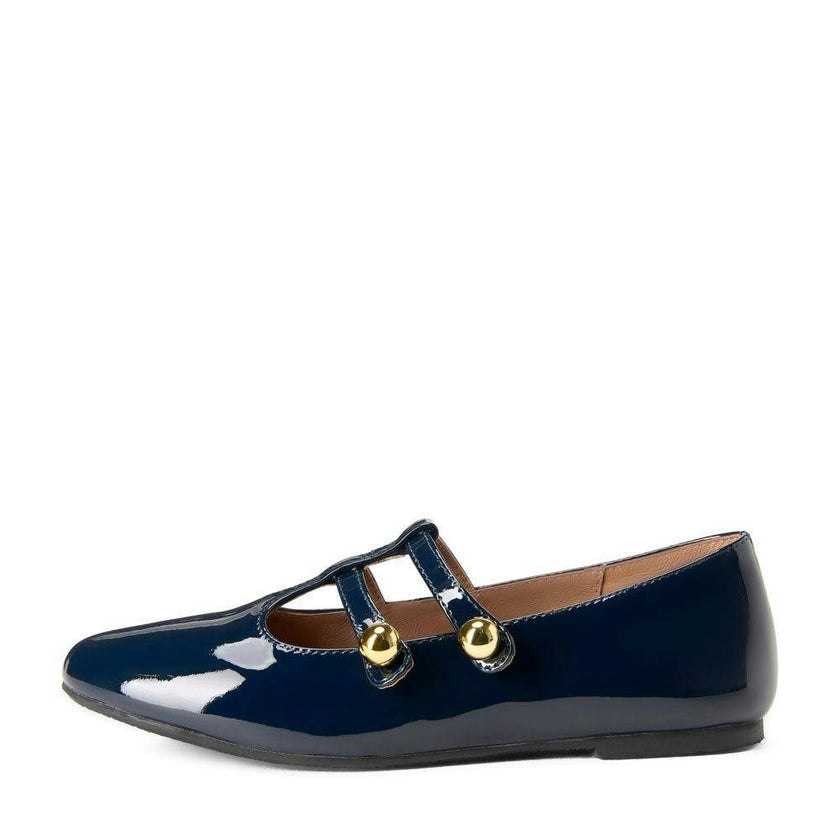 Lory Glossy Knotted Double Straps Mary Jane Shoes