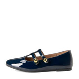 Lory Glossy Knotted Double Straps Mary Jane Shoes