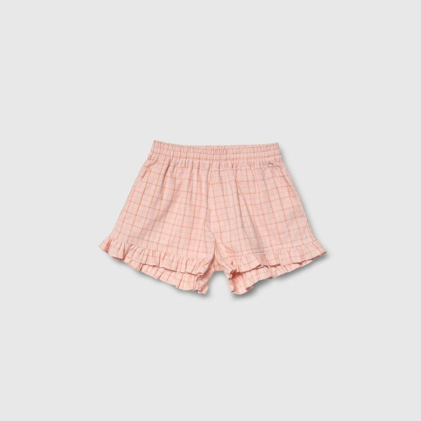 Ruffle Shorts in Pink Plaid