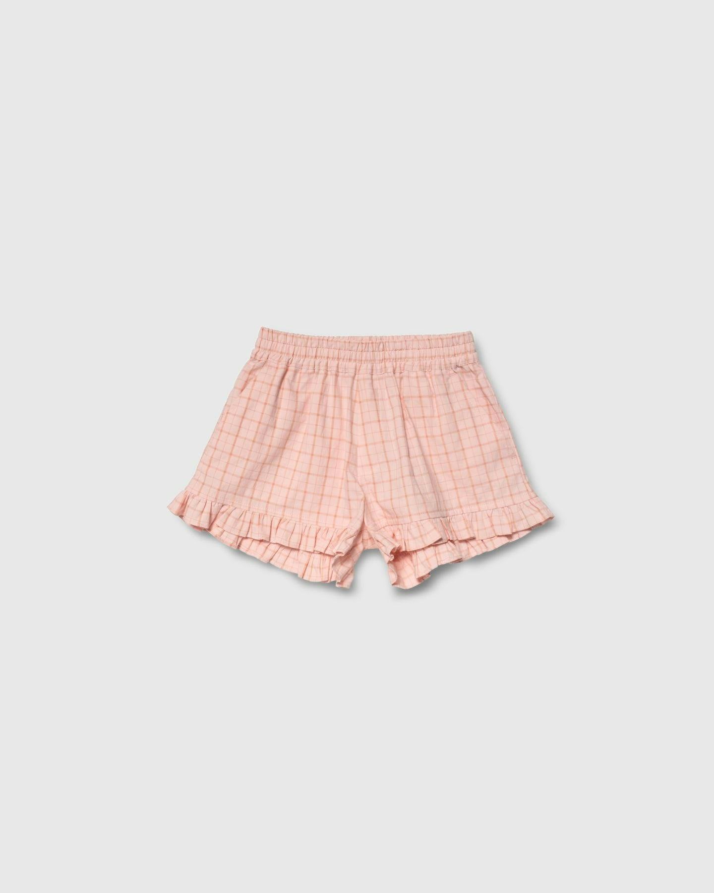 Ruffle Shorts in Pink Plaid